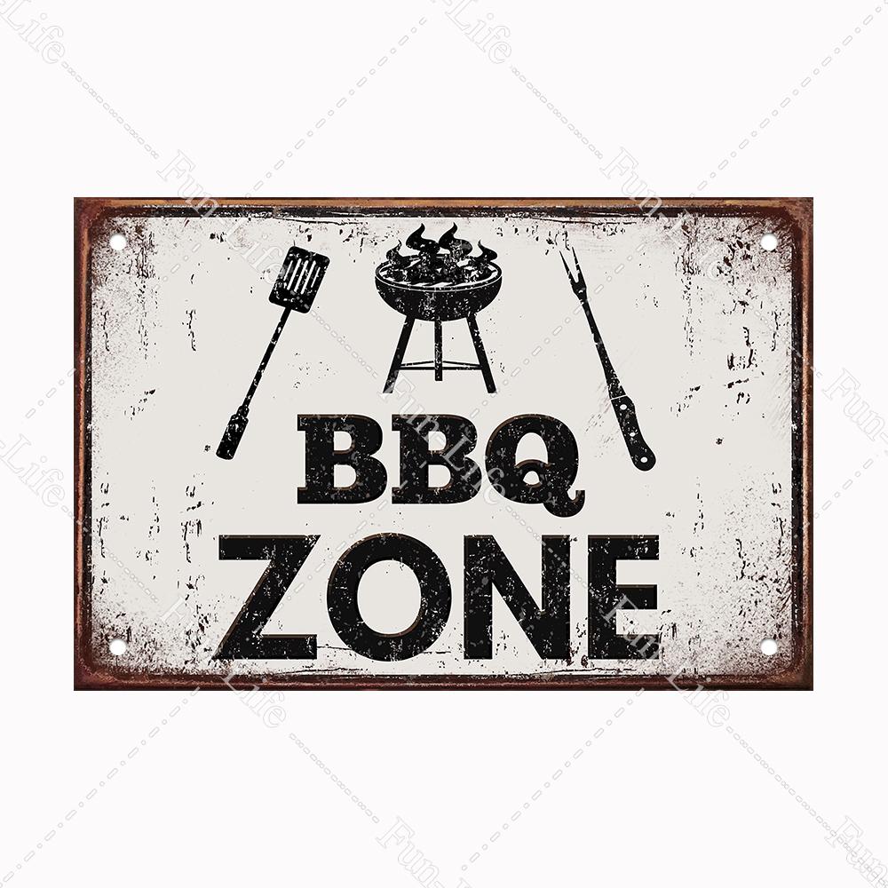 BBQ Warning Metal Tin Sign Oven Vintage Wall Decor Plaque Painting Barbecue Shop Restaurant Craft Pub Home Decor 20x30cm