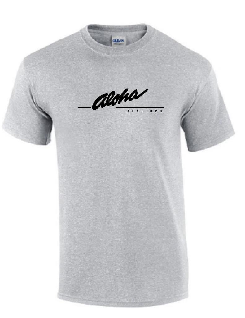 Aloha Airlines Black Vintage Logo Shirt Hawaiian Airline Sport Gray T-Shirt