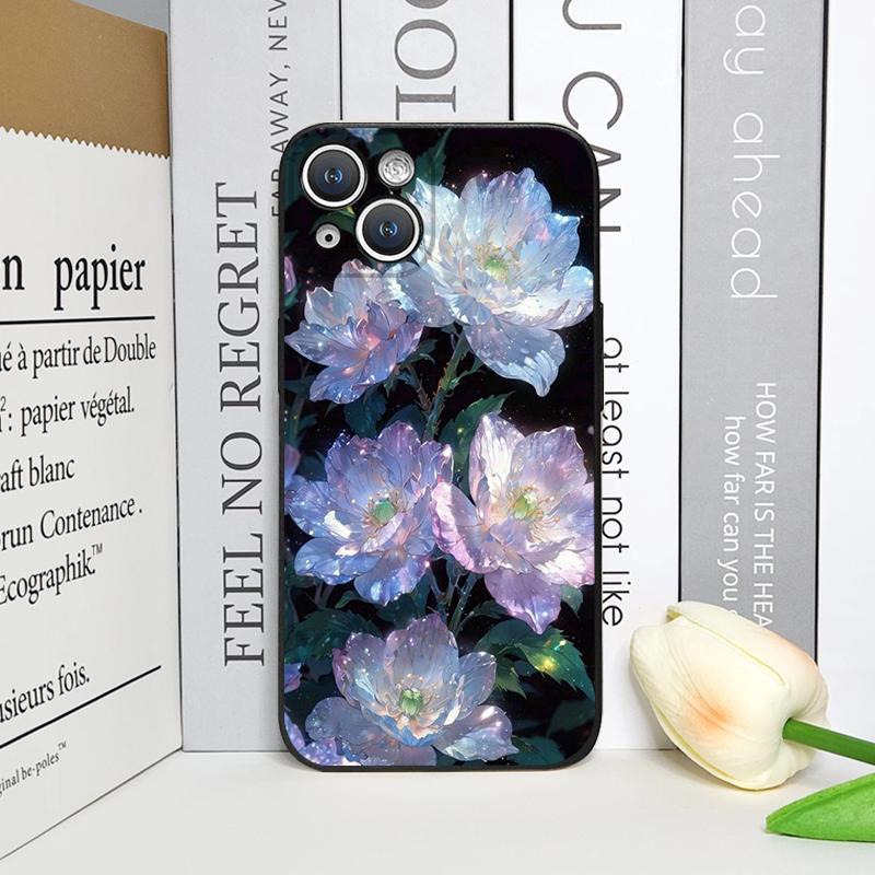 Luxurious White Peony Flower Pattern Phone Case for IPhone 17 16 12 11 14 Plus 13 14 15 Pro Max 12 13 Mini X XSMAX XR Soft Cover