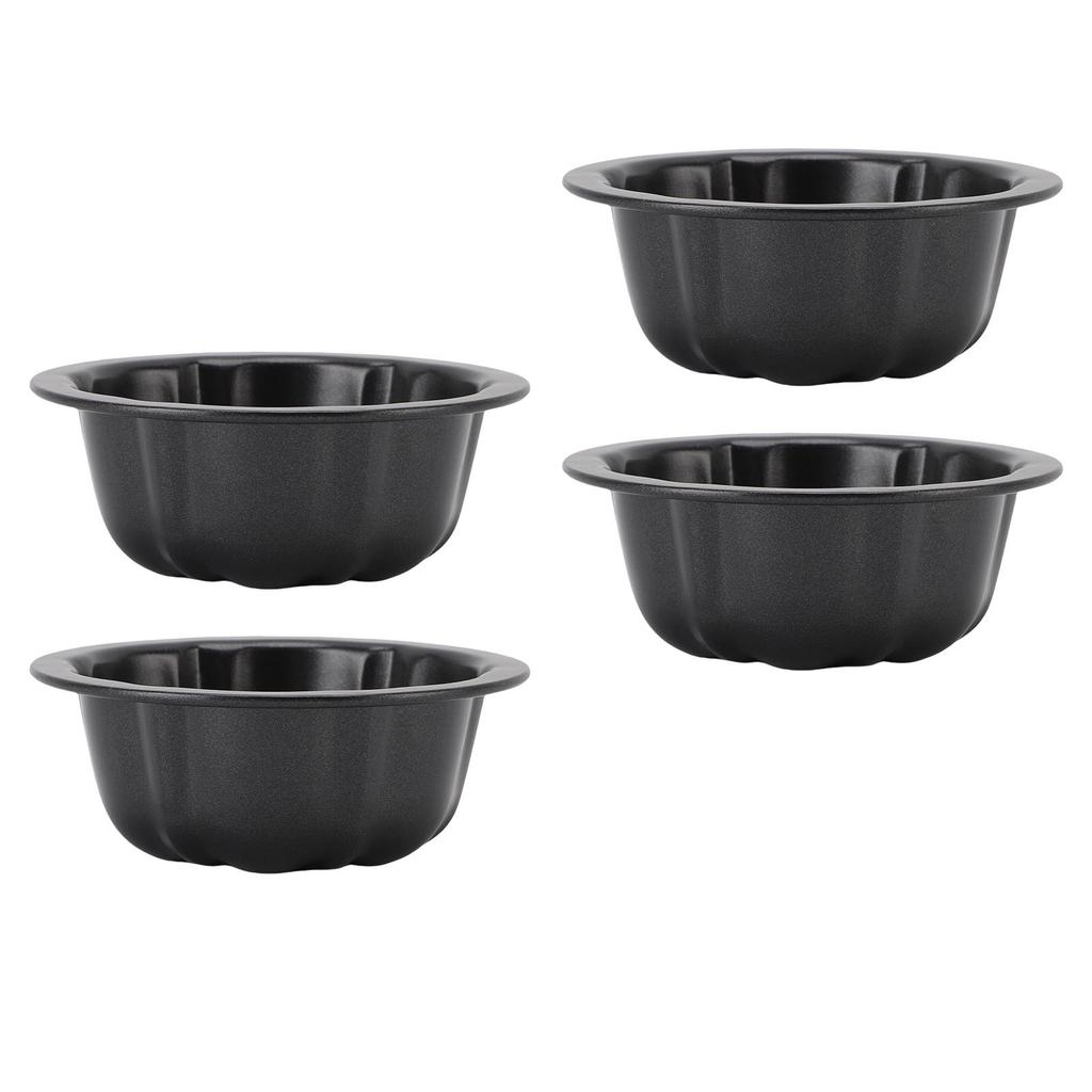 4Pcs Mini Flan Mold Round Pudding Baking Nonstick 4in Pumpkin Cake Pans for Bakery