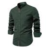 Herren Business Casual Langarmhemd Baumwolle Leinen Farbe für den Alltag