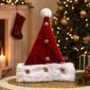 Adult Plush Christmas Hat with Bell for Family Party and Festive Holiday Decorations