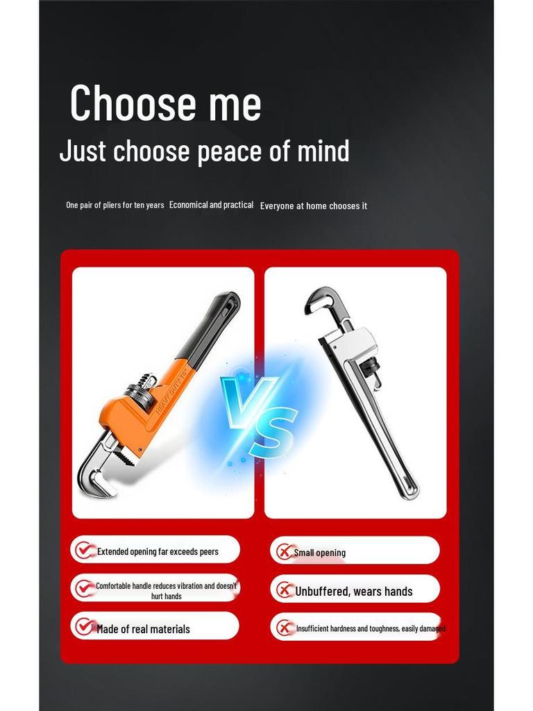 Heavy Duty Industrial Pipe Pliers - Universal Labor-Saving Wrench for Water Pipe Repair