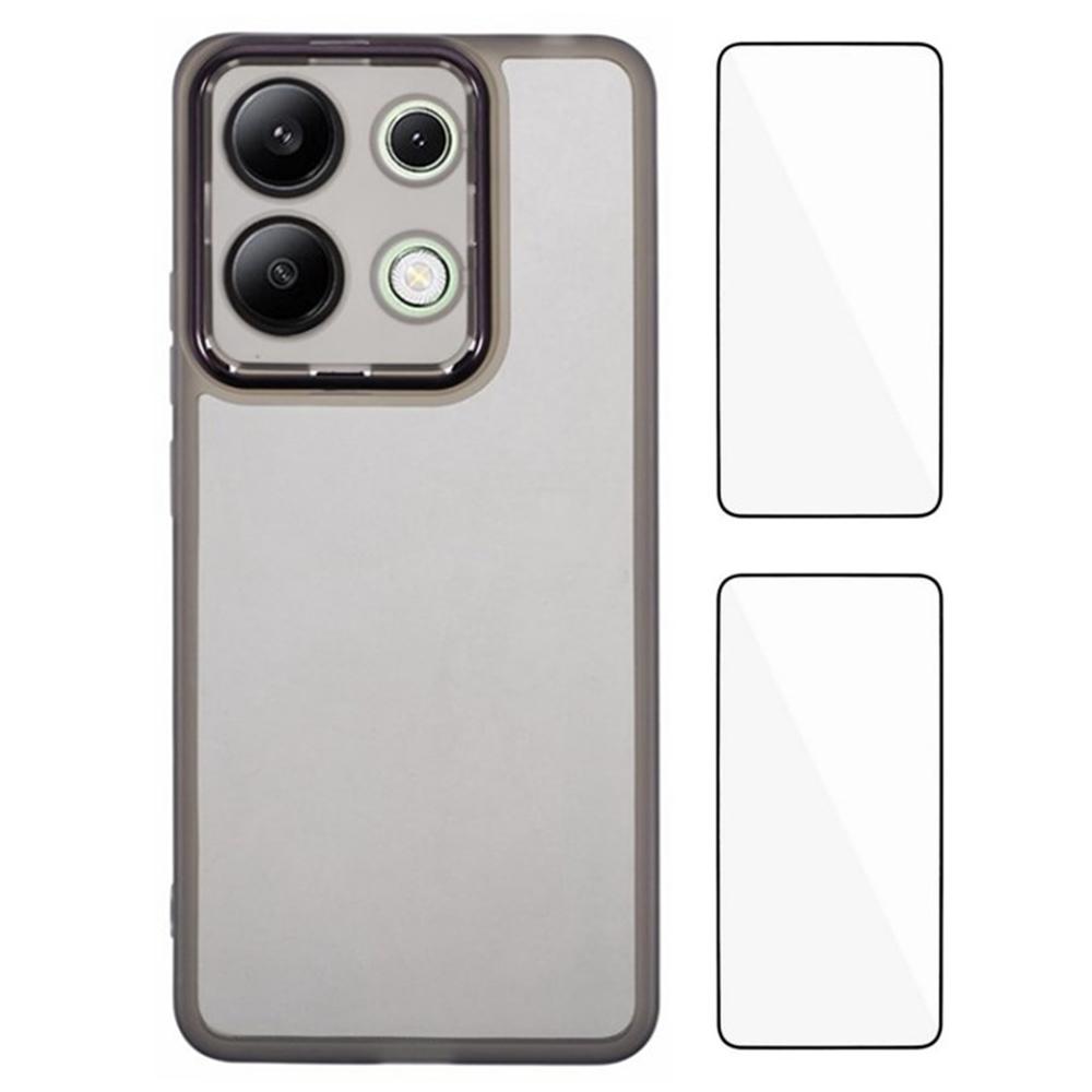 

WANLONFENG DKSM2 Series Clear Case for Xiaomi Redmi Note 13 4G TPU Phone Cover with 2Pcs Screen Film/Electroplated Lens Frame Transparent Black