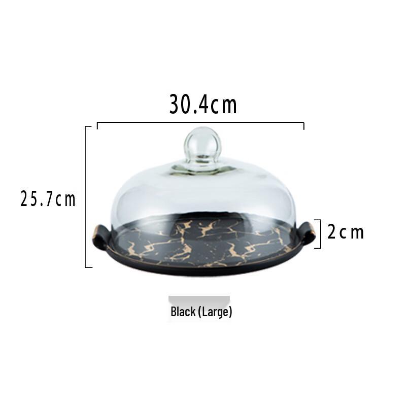 European Ceramic Covered Cake & Snack Tray with Two Handles