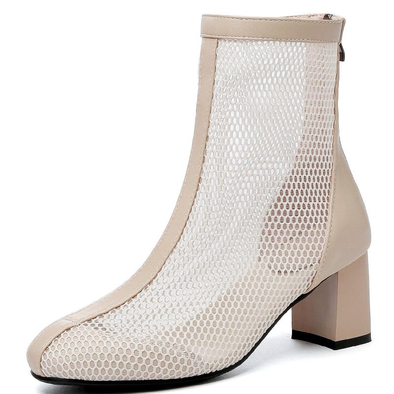 

Fashion Ankle Boots For Women 2025 Spring Summer Breathable Black White Lace Short Party Shoes Elegant Ladies Boot Large Size 45 39 бежевий