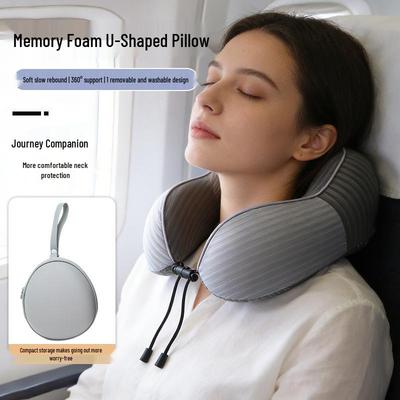 Fashion Cotton Ice Silk U-Shaped Travel Pillow: Foldable Slow Rebound Neck Support for Comfort and Napping