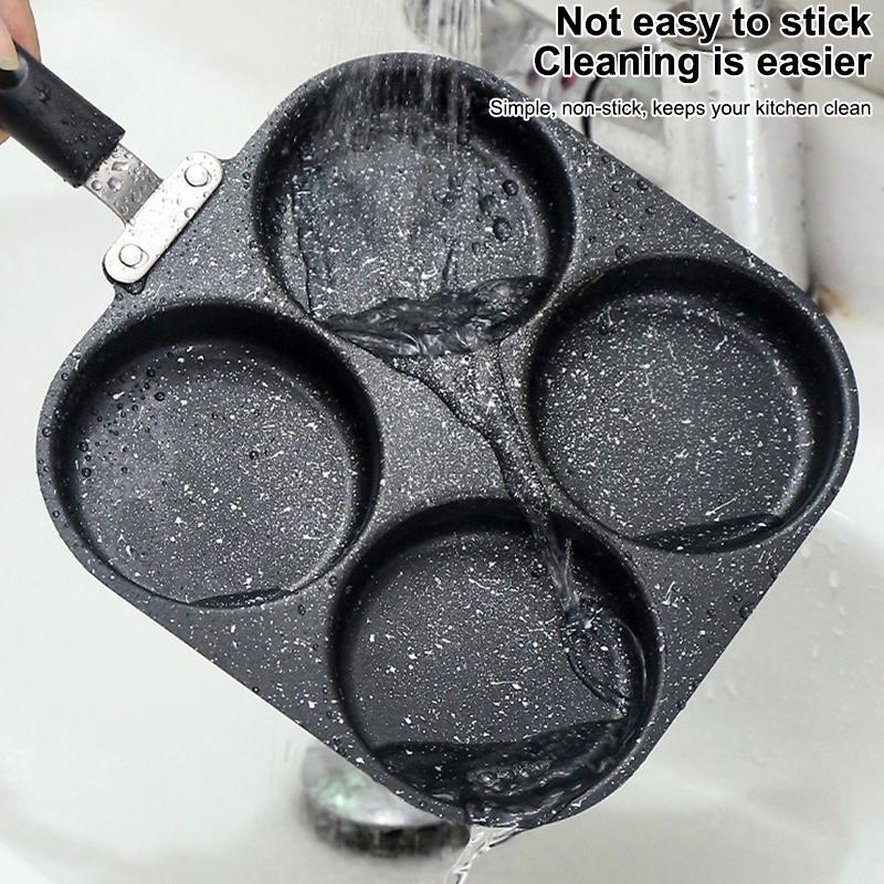 Egg Burger Frying Pan Nonstick Wooden Handle Multifunctional Kitchen Cookware for Pancake Burger Breakfast Universal Stove
