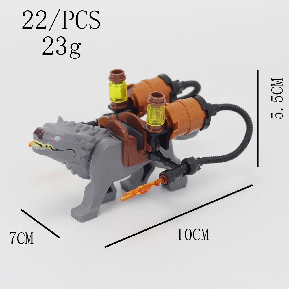 MOC Medieval Wolf Building Blocks Castle Army Knight Soldiers Figures Mount Animal Bricks Toys Gift DF004