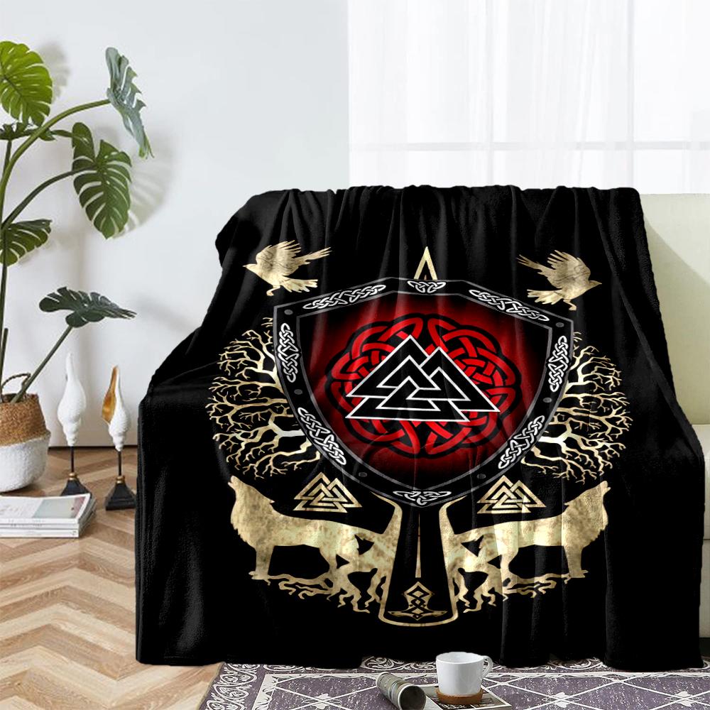 Viking Theme Printed Blanket - Perfect for Couch, Bed, Travel & Outdoor Use | Machine Washable, Cozy & Durable.
