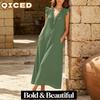 Women's Fashion Summer Spring Solid Color Print V-Neck Short Sleeve Casual Dresses