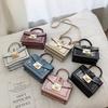 Feminine Leather PU Bag with Studs Shoulder Bag with Shoulder Strap with High-quality Metal Lock Small Square