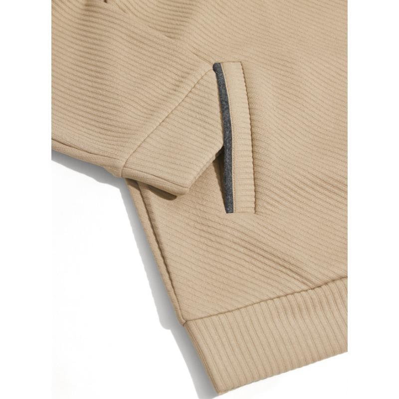 Men S Jacquard Stand Collar Pullover Sweatshirt With Zipper Pocket