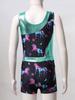 Kids Girls Gymnastics Yoga Dance Sport Sets Fancy Print Leotard and Shorts Dancewear Outfits