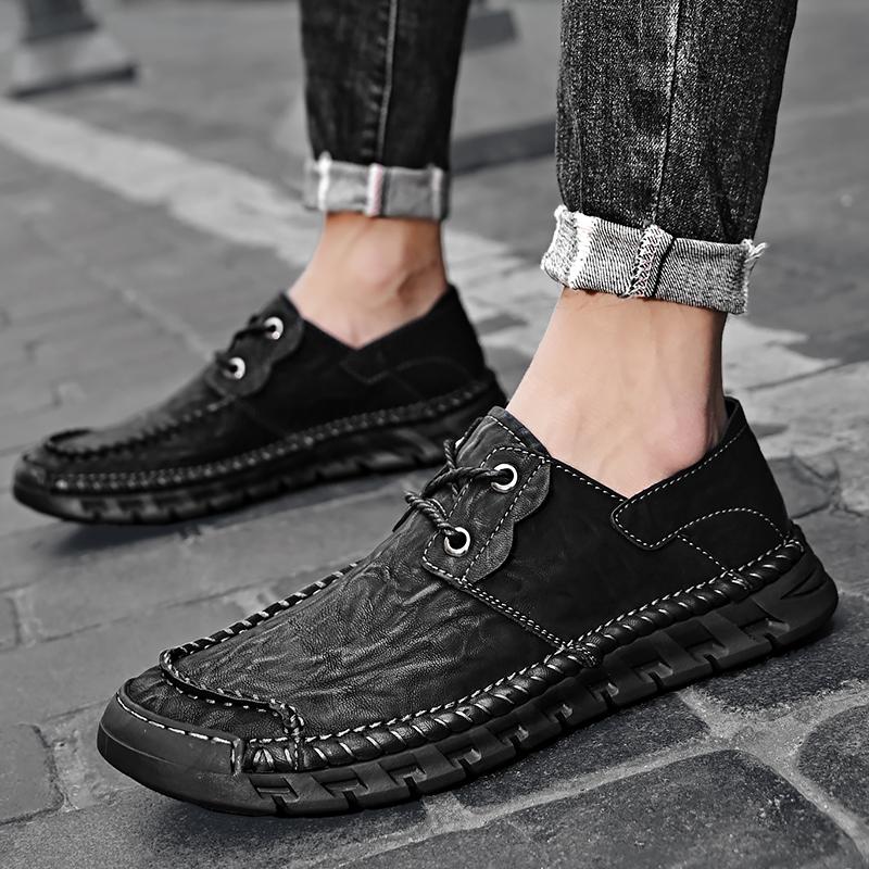 Genuine Leather Shoes Men  Mens Casual Shoes Fashion Brand Cow Leather Footwear Black Business Formal Shoes