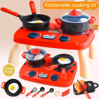 1 Set Mini Kitchen Cooking Playset Adjustable Knob Stove with Sound Light Cookware Accessories Toddlers Children Chef Pretend