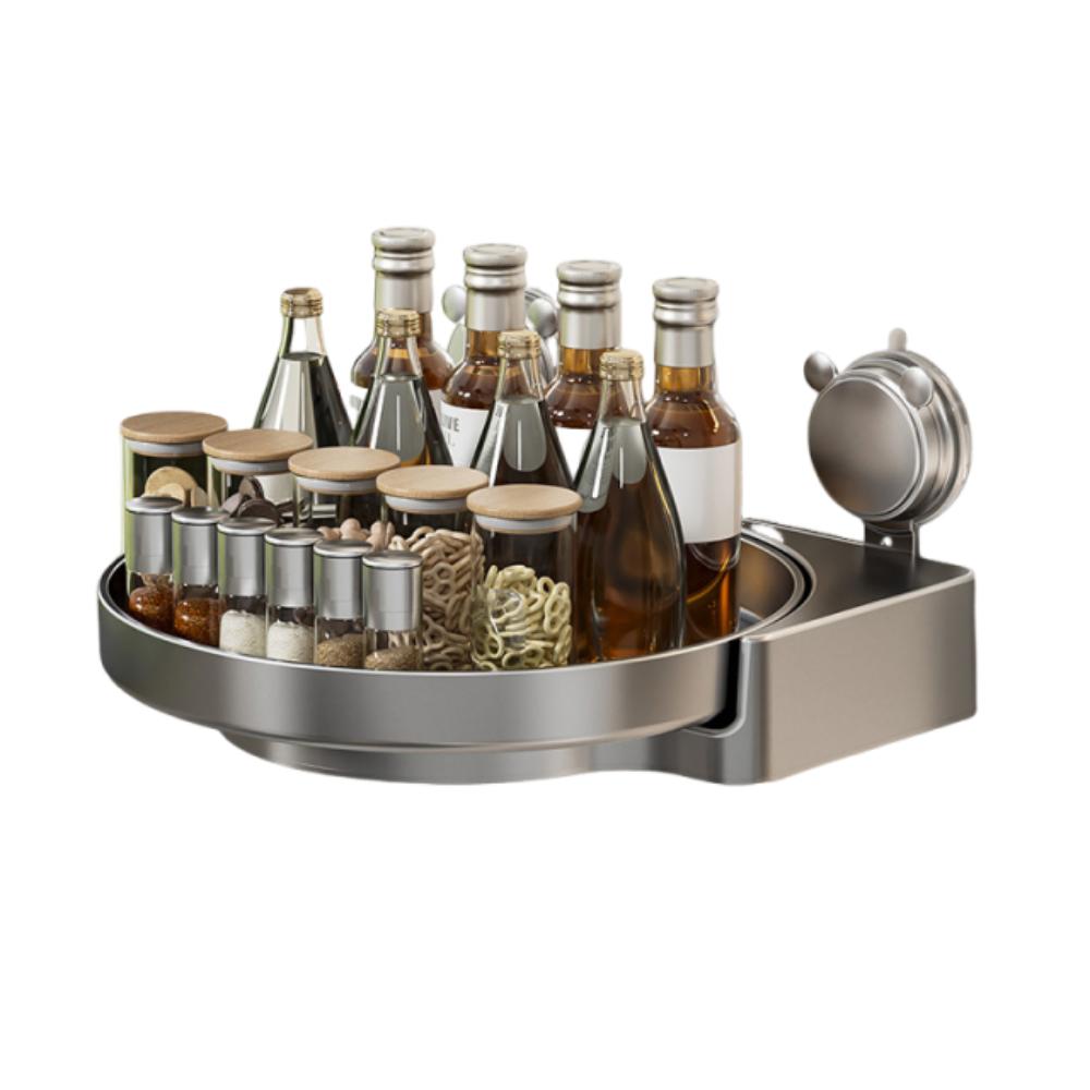 

Водонепроницаемый настенный вращающийся поднос для хранения на присоске, кухонная полка для хранения, уход за кожей серый