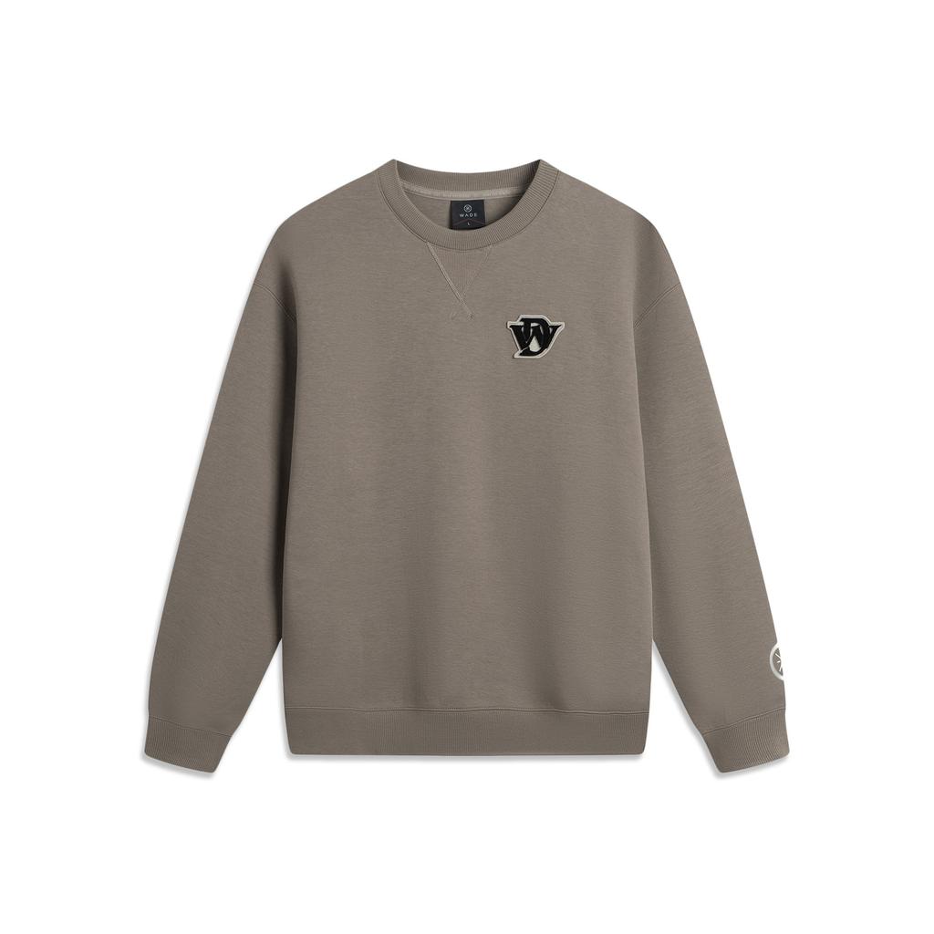 Li Ning Wade Series Long Sleeve Loose Fit Round Neck Printed Letter Sweatshirt Men Sweatshirt AWDV735-6