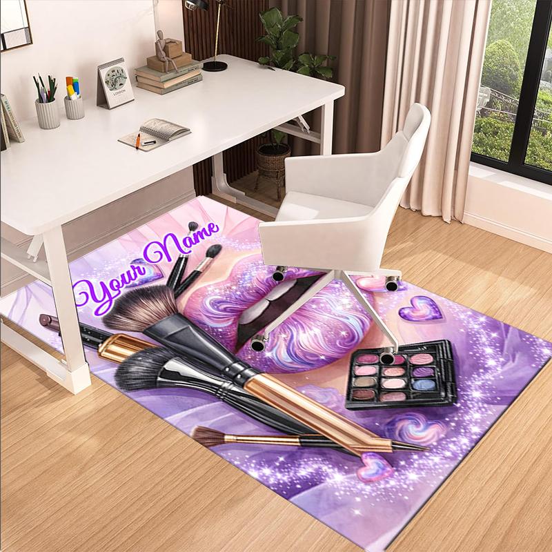 1PC Custom Name Lip Art Makeup Fantasy Theme Floor Mat Ideal for Living Room, Game Rooms, Office, Bedroom,Floor Mat Playful Design