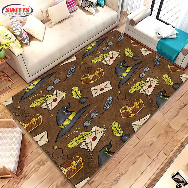 3D Magic Props Pattern Magic Hat Wand Floor Rug Carpet for Living Room Bedroom Sofa Mat Kitchen Doormat Non-slip Floor Mat Gift