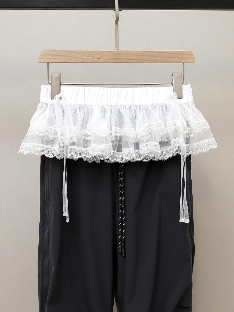 High-End Women's French Lace Peplum Slimming Straight-Leg Casual Pants for Autumn