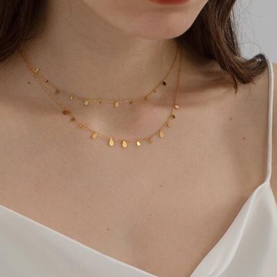 Stainless Steel Simple Fashion Waterdrop Pendant Necklace for Women Trendy Waterproff Chain Neck Party Jewelry Gifts