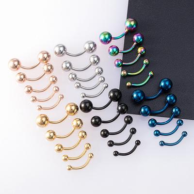 5 Adet 16G 2.5-6Mm Kaş Piercingi Dudak Halkası Kavisli Barbel Çıtçıt Vücut Takısı