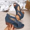 Roman Style Women'S Sandals Breathable And Stylish Hollow Out Fish Mouth Open Toe Ankle Strap Wedges Sandals For Outerwear