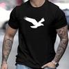 Men's Summer Loose Size 100% Cotton Eagle Pattern Printed Round Neck Short Sleeve Breathable Casual Fashion T-Shirt T-shirt Top