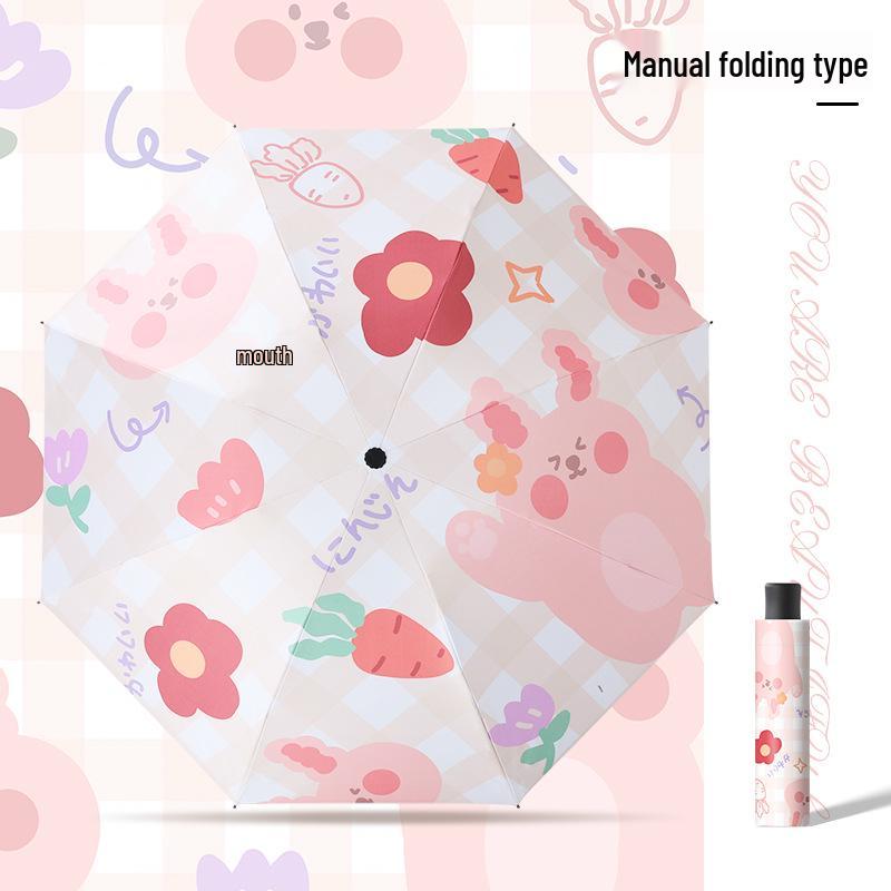 Cartoon Sunny & Rainy Dual-Use Auto Folding Umbrella for Adults & Students