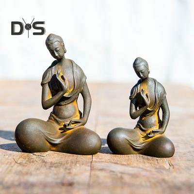 Ιαπωνικό Iron Zazen ειδώλιο του Βούδα Μινιατούρα χυτοσίδηρο άγαλμα μοναχού Επιτραπέζιο διαλογισμό Γλυπτό του Βούδα για διακόσμηση σπιτιού Zen