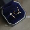 S925 Sterling Silver Simple Radian Single Rhinestone Ear Studs Women's Niche Design Light Luxury All-Match Earrings