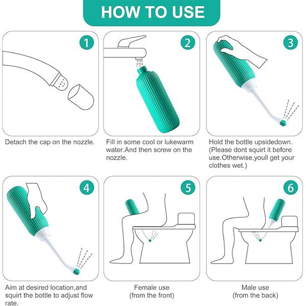 VC Large Personal Hygiene Cleaning Bottle Portable Rechargeable Electric Handheld Travel Bidet Washable PP+EVA