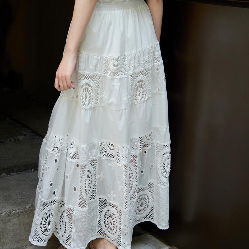 Lanseer New Chinese Style Embroidered A-Line Skirt