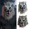 Vollkopf Halloween Maske Werwolf Maske, Latex Wolf Cosplay Kopfbedeckung mit Gruseliger Party Kopfbedeckung Realistisches Fell, Spukhaus Requisite, Verstellbar