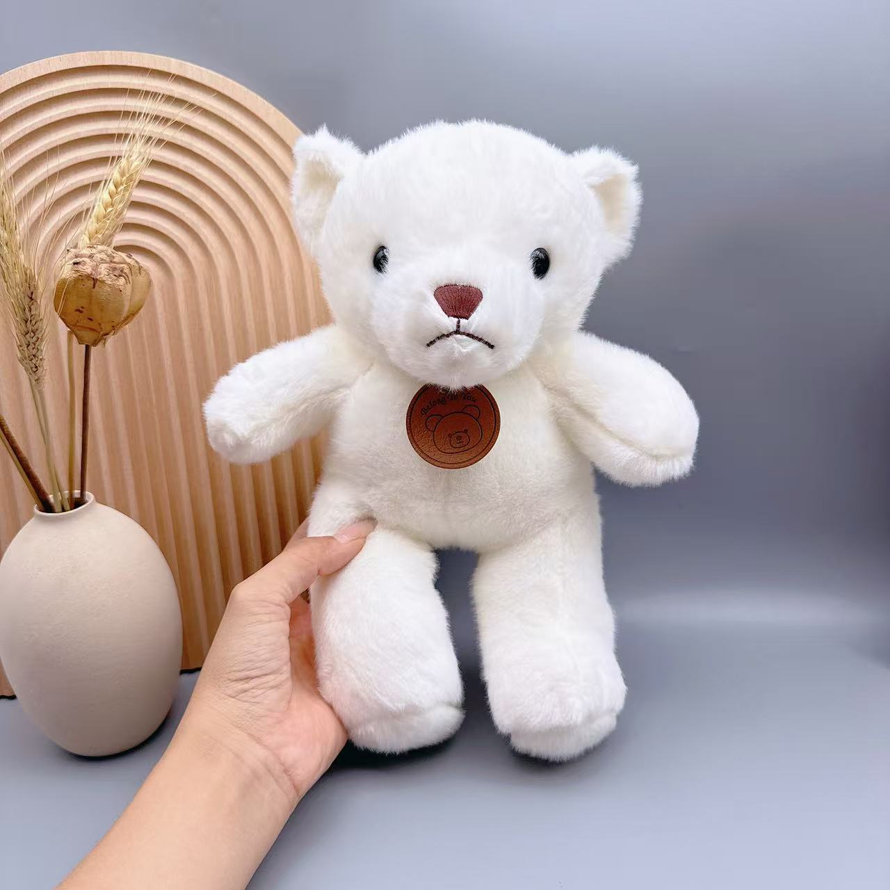 

Plush toy European mink tag bear doll 8 inch grab machine doll machine doll children, gifts station version bear white
