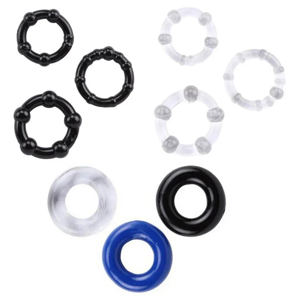 3pcs/set Penis Ring Enhance Dick Erection Delayed Ejaculation Cock Enlargement Lasting Semen Lock Ring Adult Sex Toys