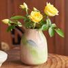 Hand Drawn Oil Painting Ceramic Vase Glazed Hydroponic Vase with Cracks American Country Style Home Interior Decoration Gift