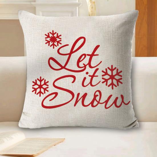 45x45CM Vánoční povlak na polštář Veselé Vánoce Vločka Nápis Potisk Dekorační čtvercový povlak na polštář na pohovku do ložnice