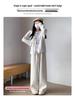 Petite Rainbow Dot Fleece-Lined High Waist Knit Wide-Leg Pants - Women's Autumn/Winter 145XS