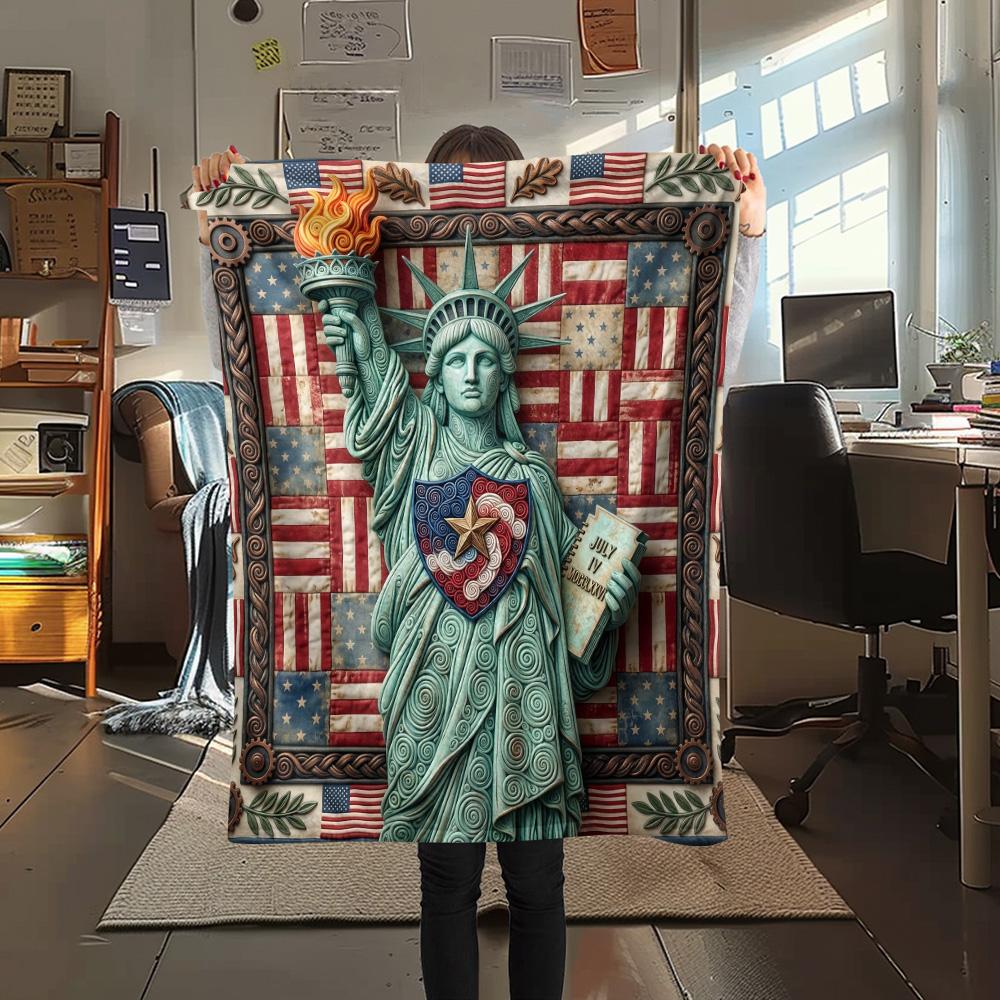 1Pc Egpyt Liberty Statue Patchwork Print Flannel Blanket High Quality Warm Comfortable Cover for All Seasons Perfect for Gifts Home Decor
