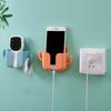Soporte de pared para teléfono, autoadhesivo, sin perforaciones, antideslizante, carga, caja de almacenamiento multifunción con percha para sala de estar