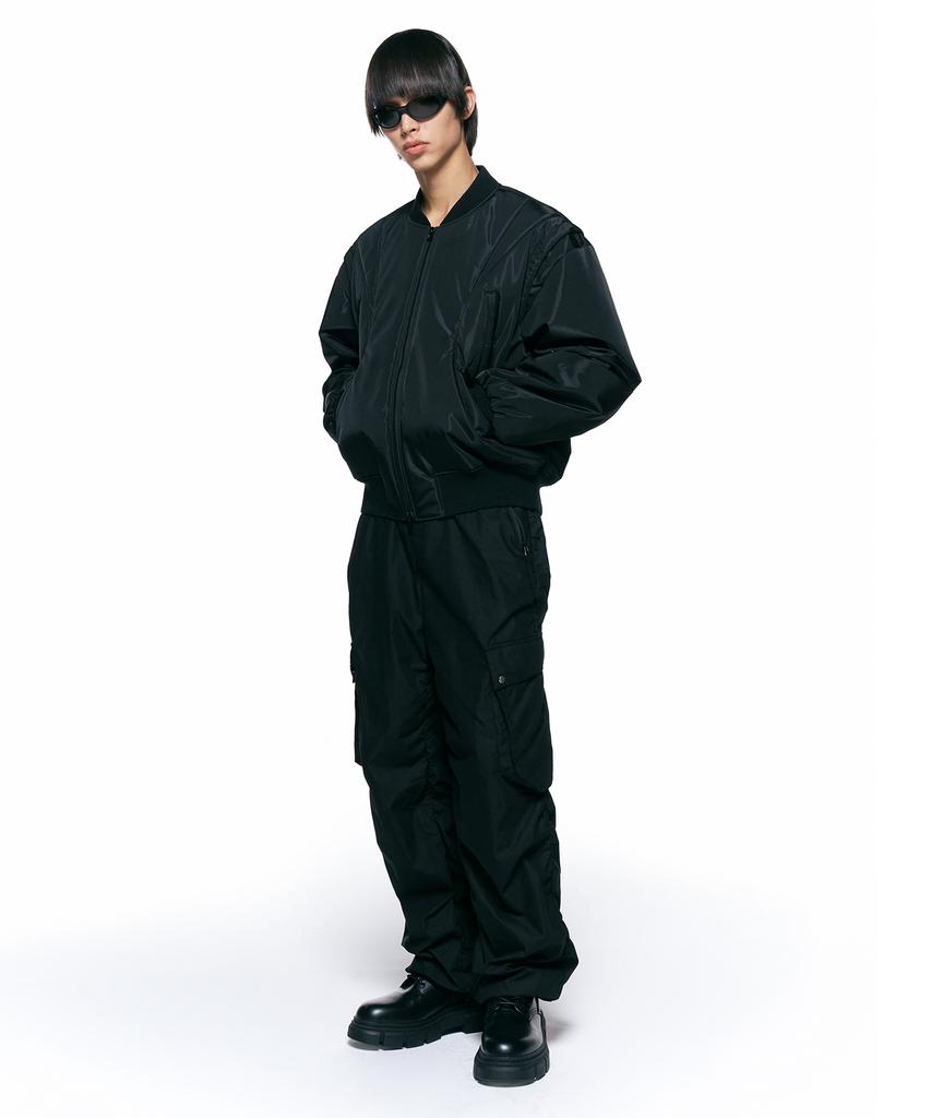 Insilence Glossy Metal Bomber Jacket Black