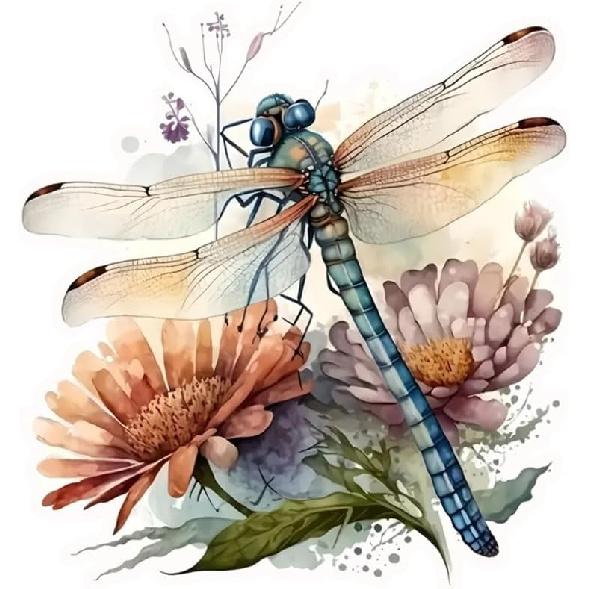 2PC Dragonfly 3D-Effect PVC Vinyl Sticker, 4.72"x5.12" Self-Adhesive Waterproof Decal for Car, Laptop, Truck, Motorcycle, Scratch Cover, Home Door