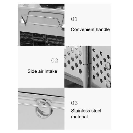 Wood Burning Folding Camp Stove Stainless Steel Grid Multiple Fuels Backpacking Stove Lightweight Collapsible Outdoor Cooking Stove for Hiking Camping