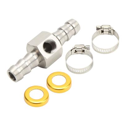 Fuel Line T Fitting Adapter 304 Stainless Steel Pressure Gauge Sensor Adapter with Clamp for