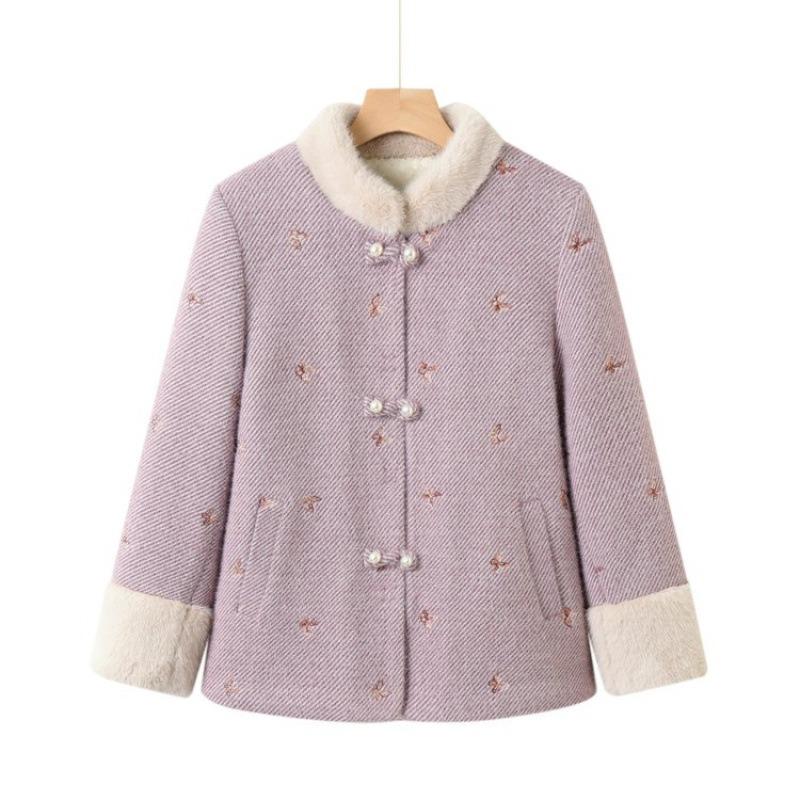 

Китайская норковая куртка осень и зима мать зимняя одежда благородная одежда для женщин среднего и пожилого возраста новое бархатное утолщенное пальто 5XL [recommended 150-80kg] фиолетовый