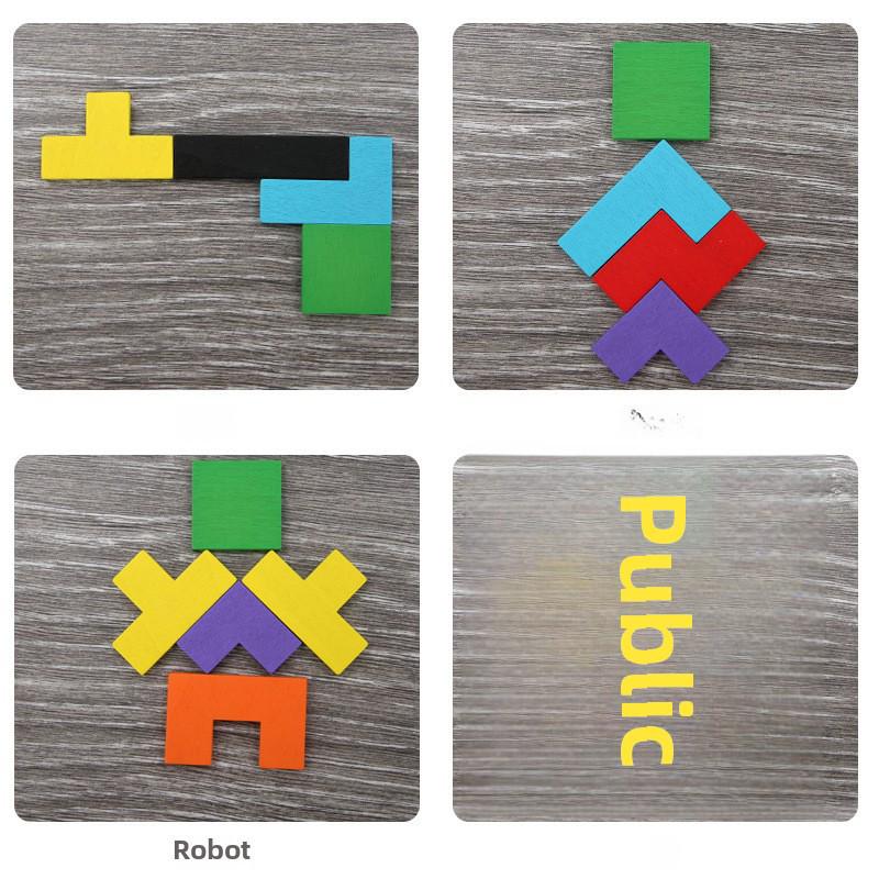 Wooden Tetris Building Blocks for Children's Educational and Cognitive Development