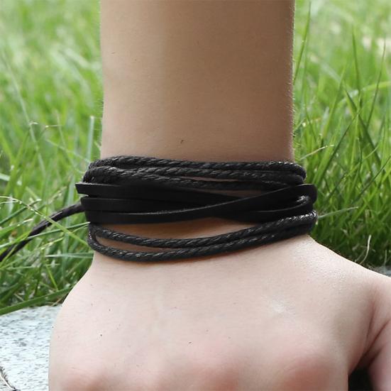 Vintage Men's Women's Faux Leather Multilayer Bracelet Bangle Wristband Jewelry