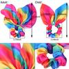 Haarschmuck mit Schleife Haargummis Mädchen Frauen Elastische Haargummis Elastische Regenbogen-Bänder Haar-Scrunchie Pferdeschwanzhalter
